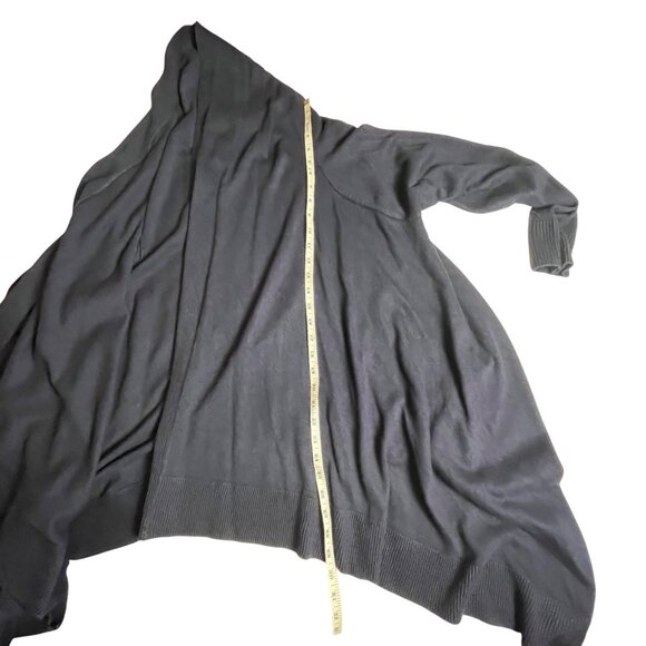 Lauren Ralph Lauren Draped Cardigan Sweater Navy 2X Silk & Cashmere Open Front - Picture 7 of 8